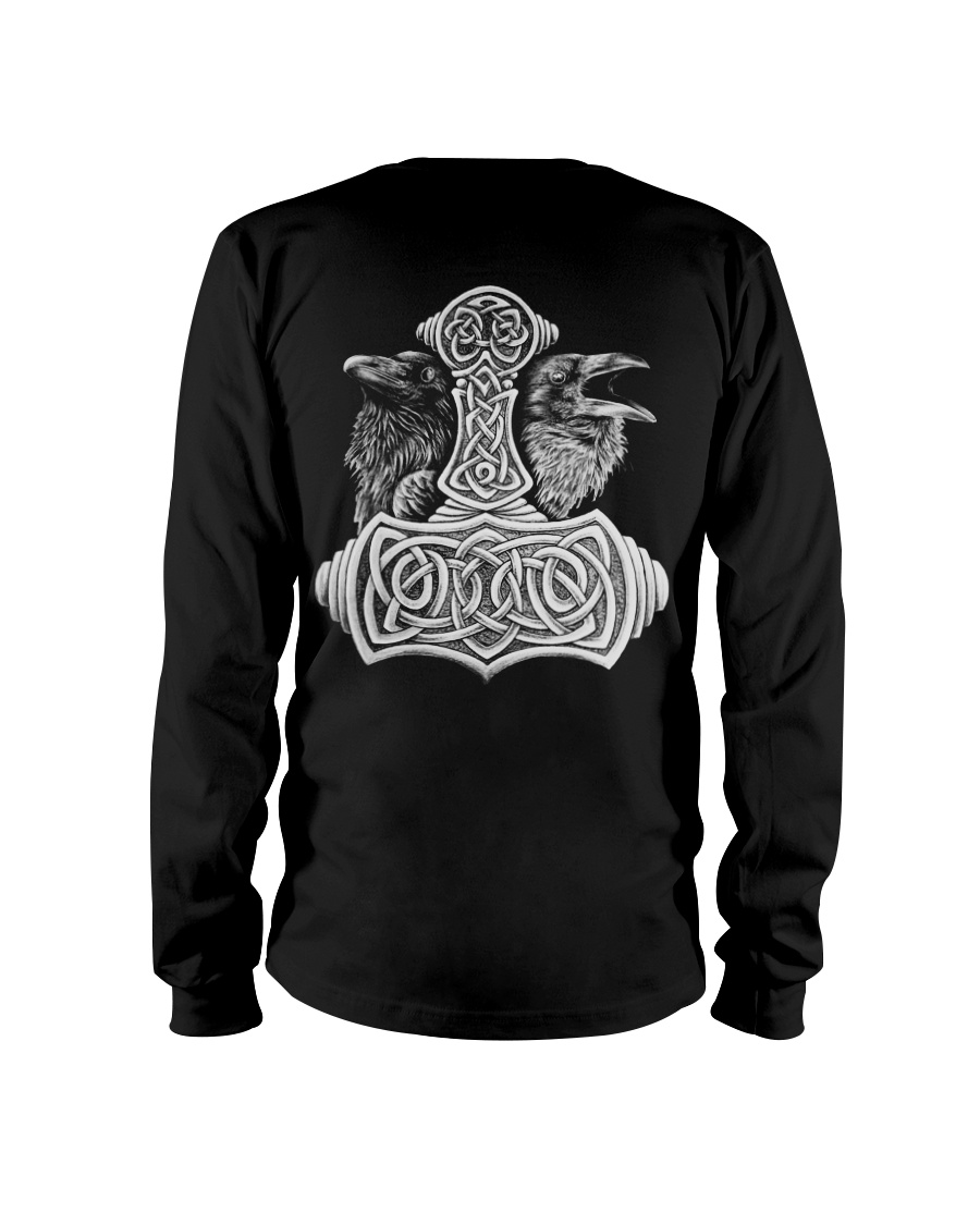 Viking Shirts - Viking Raven And Viking Hammer Long Sleeve Tee