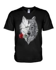 WOLF MANDALA ROSE CANIS LUPUS T SHIRT DESIGN V-Neck T-Shirt thumbnail