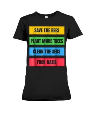 SAVE THE BEES FUCK NAZIS ANTI FASCIST ANTIFA FCK N Premium Fit Ladies Tee thumbnail