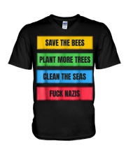 SAVE THE BEES FUCK NAZIS ANTI FASCIST ANTIFA FCK N V-Neck T-Shirt thumbnail