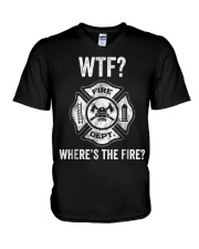 WTF WHERES THE FIRE FIREMAN FIREFIGHTER DEPARTMENT V-Neck T-Shirt thumbnail
