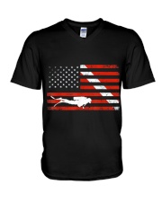 DIVER DOWN DIVE FLAG TSHIRT SCUBA DIVING AMERICAN V-Neck T-Shirt thumbnail