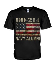 DD 214 US NAVY ALUMNI VINTAGE AMERICAN FLAG T SHIR V-Neck T-Shirt thumbnail