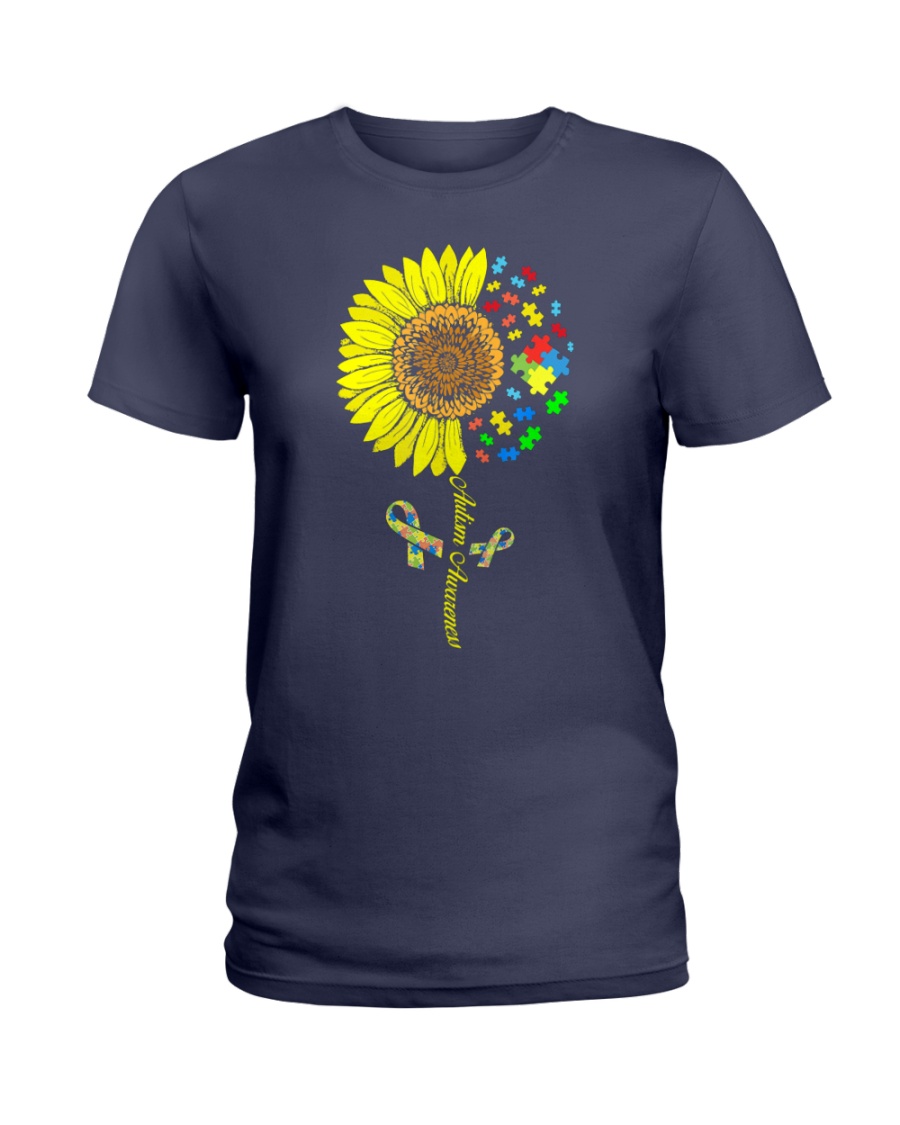 Autism Awareness Sunflower Ladies T-Shirt