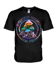 Psychedelic Research Volunteer Mushroom V-Neck T-Shirt tile