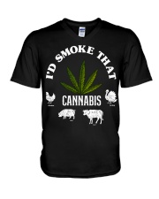 I'D SMOKE THAT CAN-NABIS V-Neck T-Shirt tile