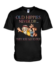 Old Hippie Never Die V-Neck T-Shirt tile