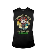 I smoke pot because my dog has glaucoma Sleeveless Tee tile