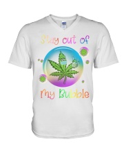 Can-nabis Stay Out Of My Bubble V-Neck T-Shirt tile