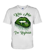 Kiss Me I'm Highrish V-Neck T-Shirt tile