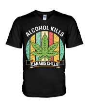 Alcohol Kills Canabis Chills V-Neck T-Shirt tile