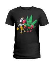 Cannabis Knocks Out Tobacco Ladies T-Shirt tile