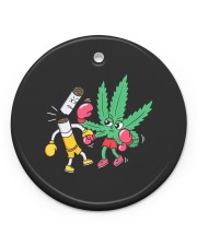 Cannabis Knocks Out Tobacco Circle Ornament (Porcelain) tile