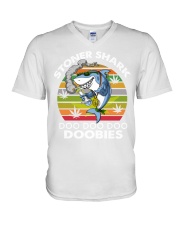 Stoner Shark Doobies V-Neck T-Shirt tile