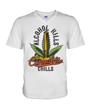 Alco-hol K-ills Can-nabis Chills V-Neck T-Shirt tile