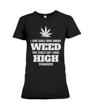 I Love Girls Who Smoke Weed Premium Fit Ladies Tee tile