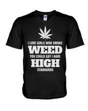 I Love Girls Who Smoke Weed V-Neck T-Shirt tile