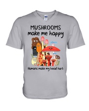 Mushrooms make me happy V-Neck T-Shirt tile