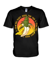 I Roll Blunts Bigger Than Your Di-ck V-Neck T-Shirt tile