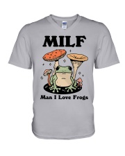 Man i love frogs V-Neck T-Shirt tile