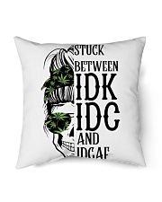 Messy Bun Skull Weed Mom Stuck Between idc, idk, idgaf Indoor Pillow tile