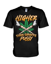 Higher Than Giraffe Pussy Funny Cannabis V-Neck T-Shirt tile