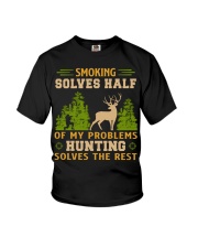 Sm-oking solves half of my problems Hunting solves the rest Youth T-Shirt tile