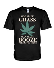God Made Grass Man Made Booze V-Neck T-Shirt tile