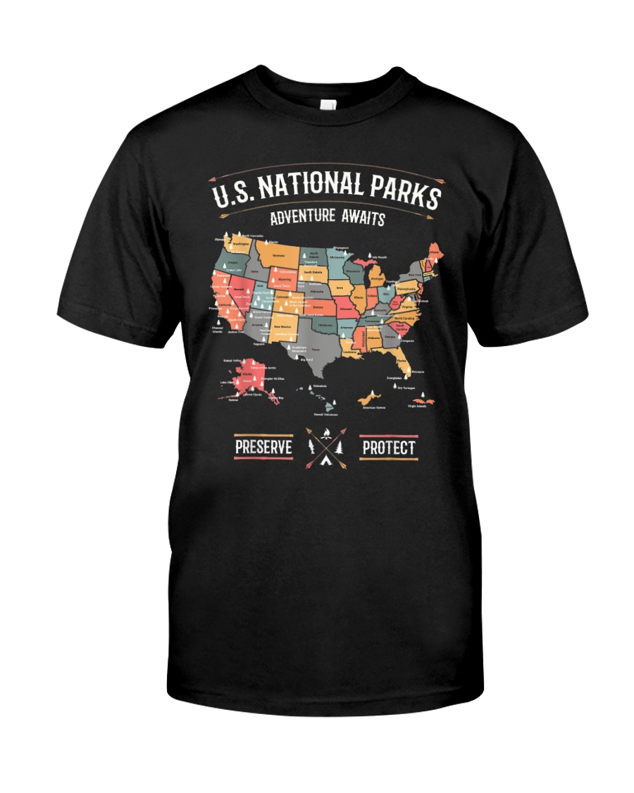 US National Parks Map Preserve Protect Classic T-Shirt