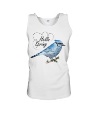 Hello spring blue bird Unisex Tank tile