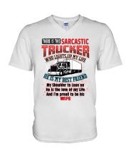 Trucker's Wife V-Neck T-Shirt tile