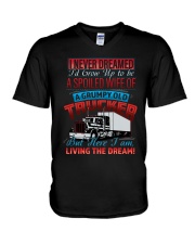 Old Trucker's Wife V-Neck T-Shirt tile