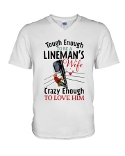 LINEMAN'S WIFE V-Neck T-Shirt tile