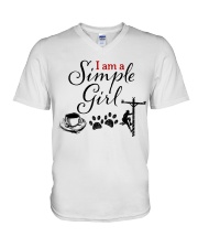 LINEMAN'S GIRL V-Neck T-Shirt tile