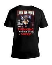Lady Lineman - I'm the Wolf V-Neck T-Shirt thumbnail