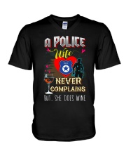 POLICE WIFE LOVES WINE V-Neck T-Shirt thumbnail