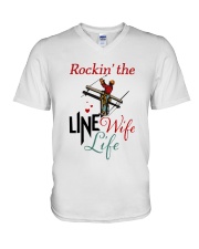 LINEMAN'S WIFE V-Neck T-Shirt tile