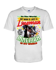 Lineman's Wife V-Neck T-Shirt tile