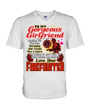 Firefighter's Girlfriend V-Neck T-Shirt tile