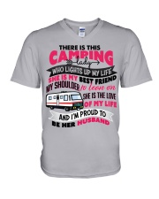 Camping Lady's Husband V-Neck T-Shirt tile