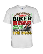 Biker's Wife V-Neck T-Shirt tile