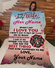 Firefighter's Wife Premium Large Fleece Blanket - 60" x 80" aos-coral-fleece-blanket-60x80-lifestyle-front-04