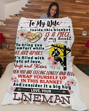 LINEMAN'S WIFE- PREMIUM Large Fleece Blanket - 60" x 80" aos-coral-fleece-blanket-60x80-lifestyle-front-04