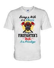 FIREFIGHTER'S WIFE V-Neck T-Shirt tile