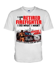 Retired Firefighter V-Neck T-Shirt tile