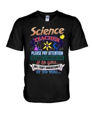 SCIENCE TEACHER PAY ATTENTION V-Neck T-Shirt tile