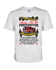 Firefighter's Girlfriend V-Neck T-Shirt tile