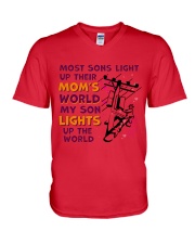 Lineman's mom V-Neck T-Shirt tile