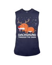 Funny Dachshund Dashing Through Snow Christmas Pun Sleeveless Tee thumbnail