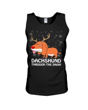 Funny Dachshund Dashing Through Snow Christmas Pun Unisex Tank thumbnail